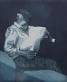 Gaida Player, Mykonos, Greece 2 by keith hunter, Artist Print, Etching with aquatint