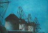 Mykonos windmills by keith hunter, Artist Print