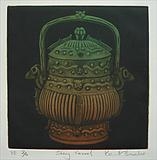 Shang Vessel by keith hunter, Artist Print, Mezzotint, hand-coloured