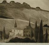 Tuscan Landscape by keith hunter, Artist Print, Drypoint