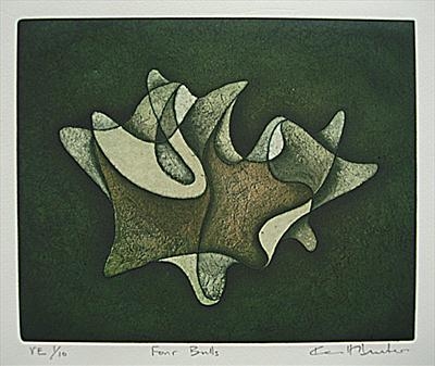 Four Bulls by keith hunter, Artist Print, Two plate etching with aquatint